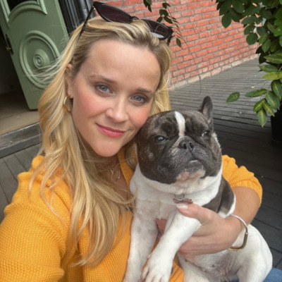 Reese Witherspoon with her Boston Terrier