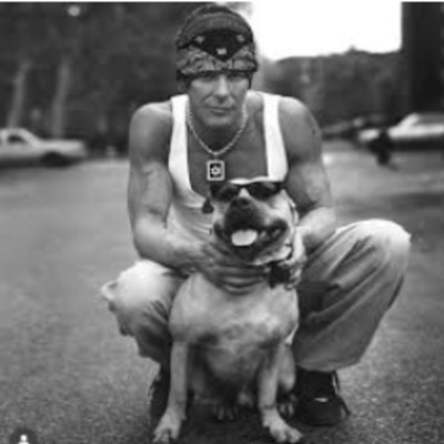 Mickey Rourke with his Dogo Argentino