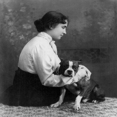 Helen Keller with Boston Terrier